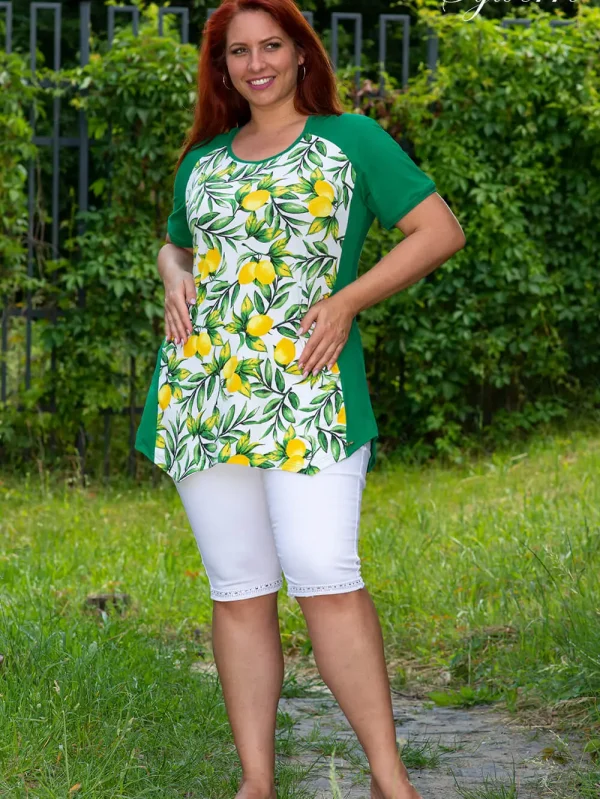 Molett pamut tunika citrom-zöld