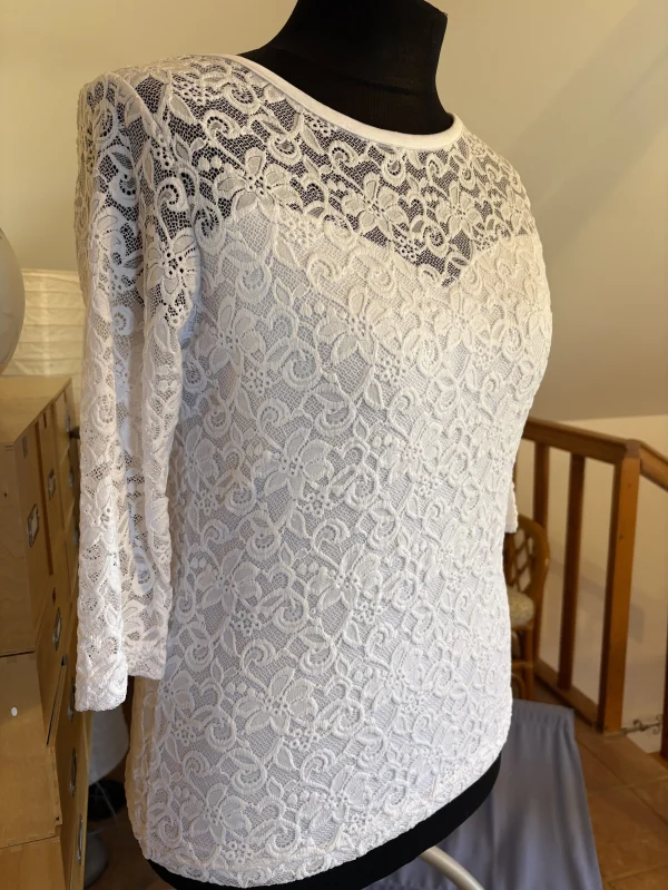 Mandala csipkés alkalmi felső fehér