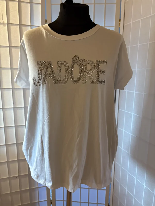 Fehér pamut felső strasszokkal